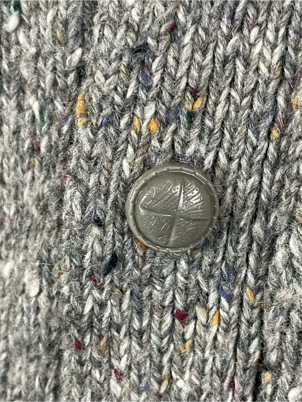 Vintage Cardigan Sweater Men’s Large Wool Donegal Flecked Golf Grandpa 90s B22